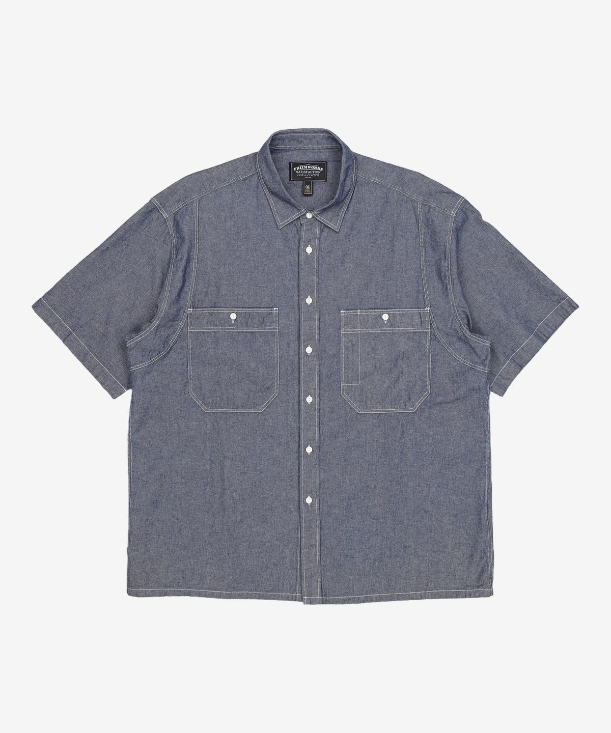 프리즘웍스(FRIZMWORKS) CHAMBRAY BIG POCKET HALF SHIRT _ INDIGO XL