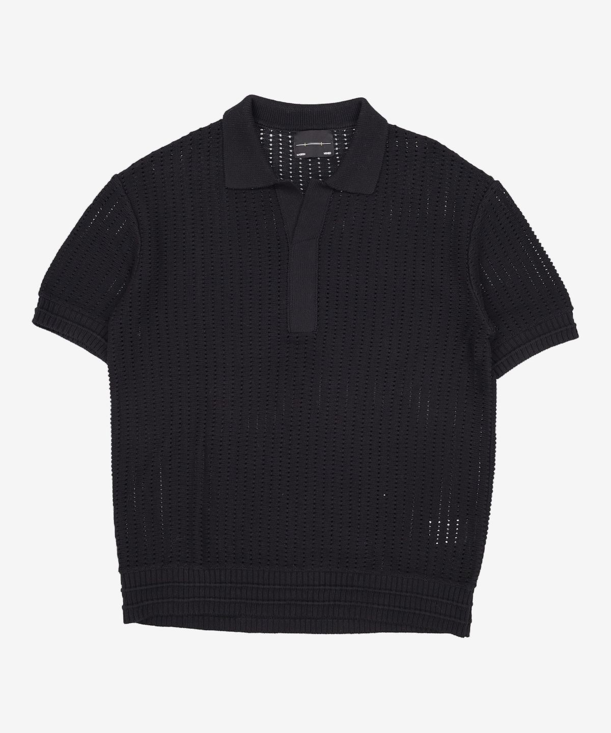 메종미네드(MAISON MINED) SAINT BLACK KNIT HALF SHIRTS 2XL