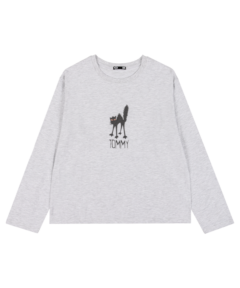 Tommy Cat LS T-Shirt Melange White