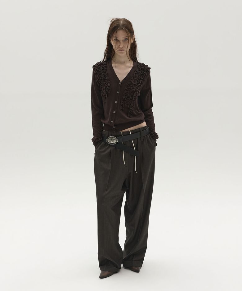 TAILORED PINSTRIPE JOGGER PANTS (BROWN)