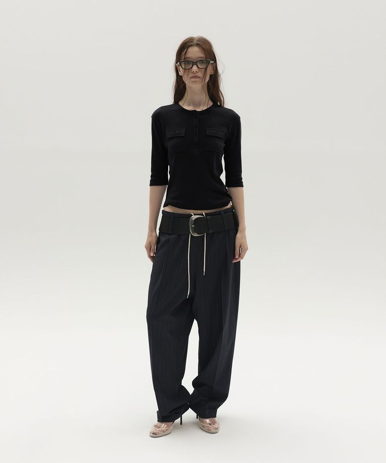 TAILORED PINSTRIPE JOGGER PANTS (NAVY)