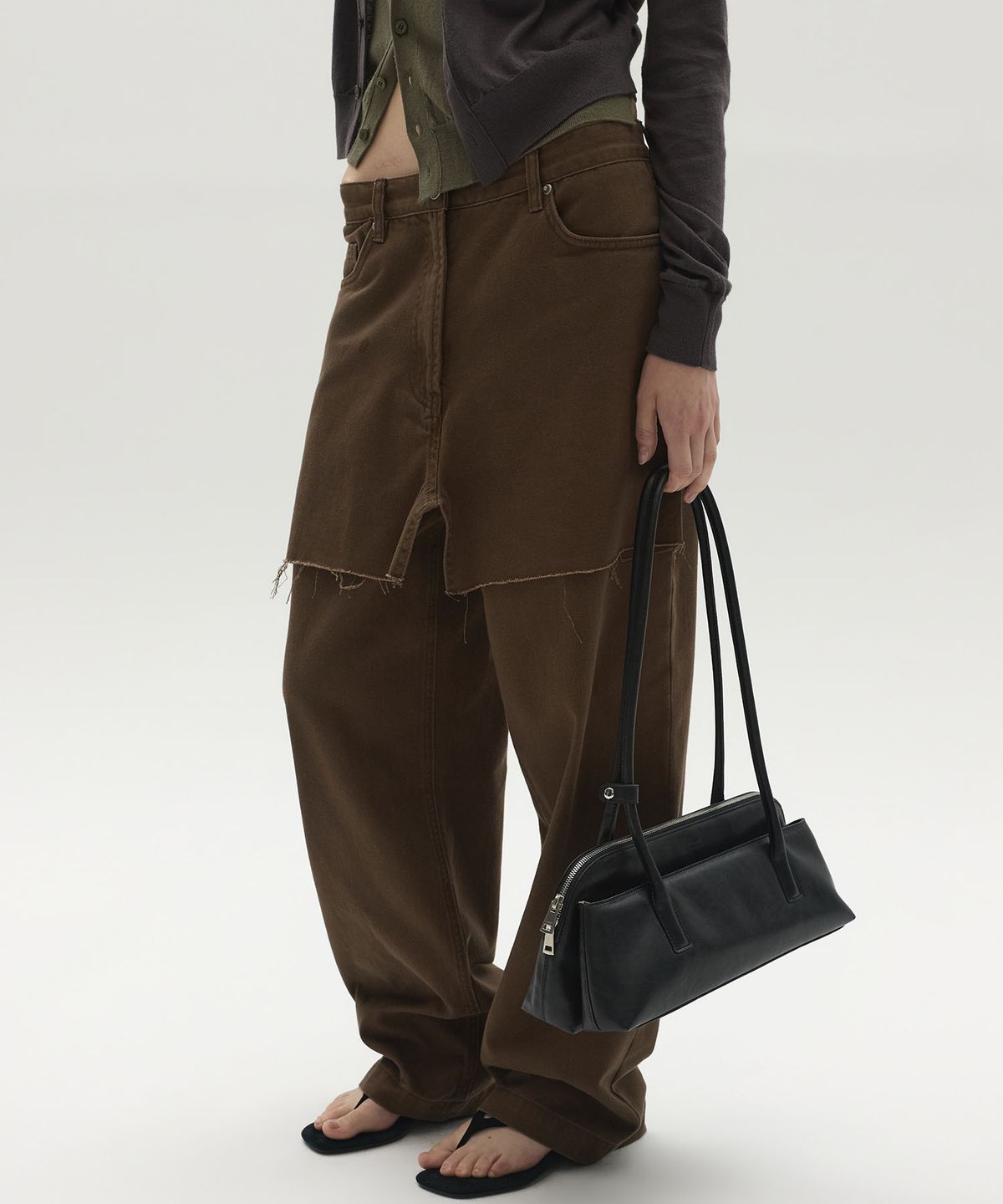 엘씨디씨티엠(LCDC™) FRAYED PANEL WIDE PANTS (BROWN)