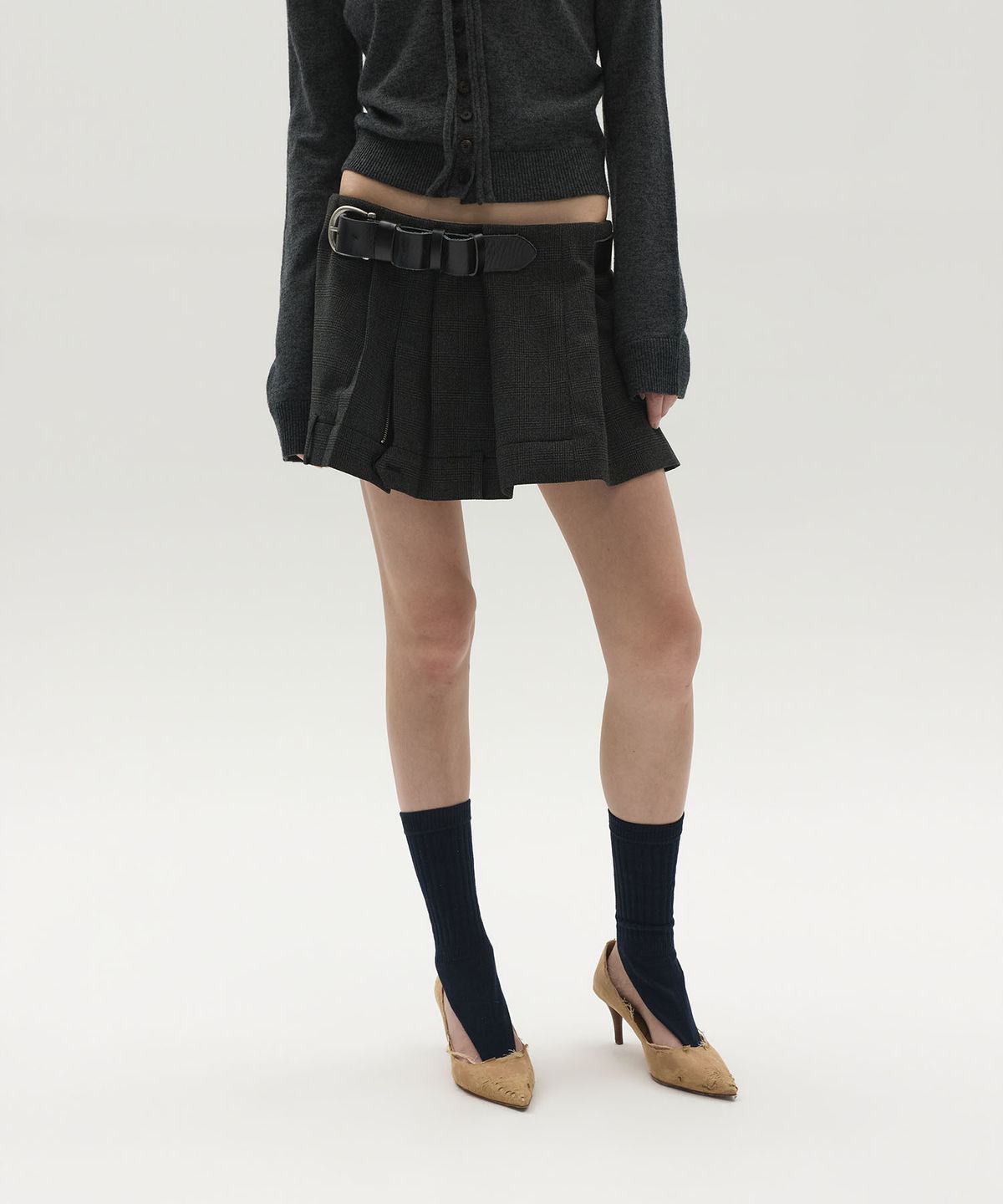 엘씨디씨티엠(LCDC™) LAYERED CHECK MINI SKIRT (GREY)