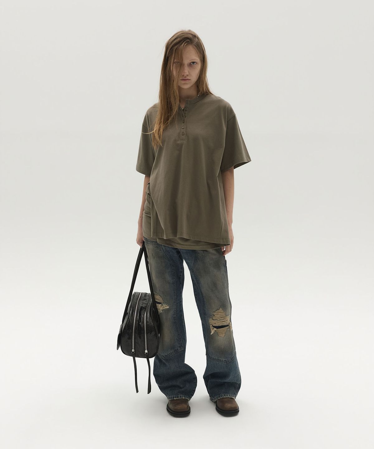 엘씨디씨티엠(LCDC™) STRUCTURED HENLEY TOP (KHAKI)
