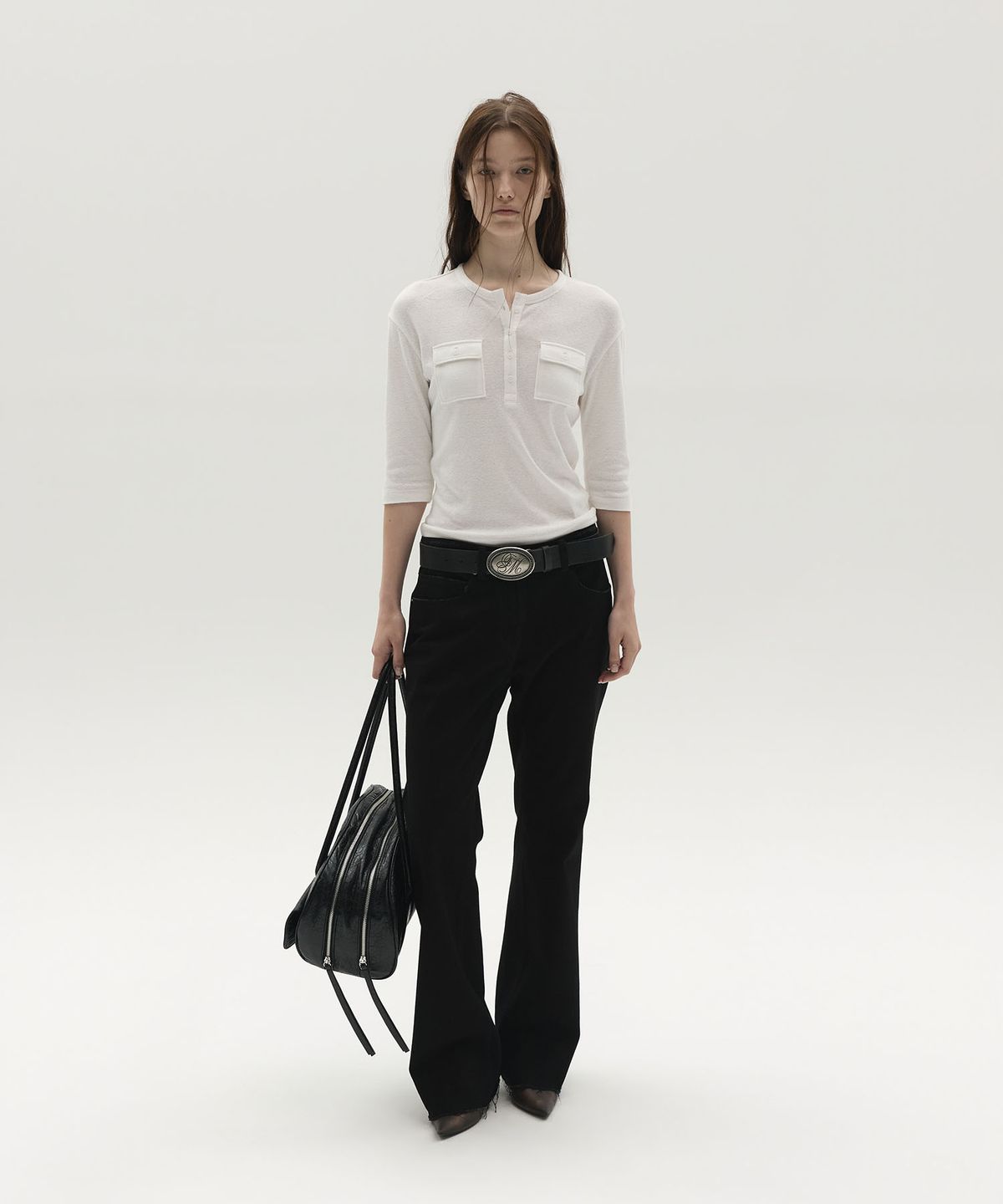 엘씨디씨티엠(LCDC™) HENLEY POCKET TOP (WHITE)
