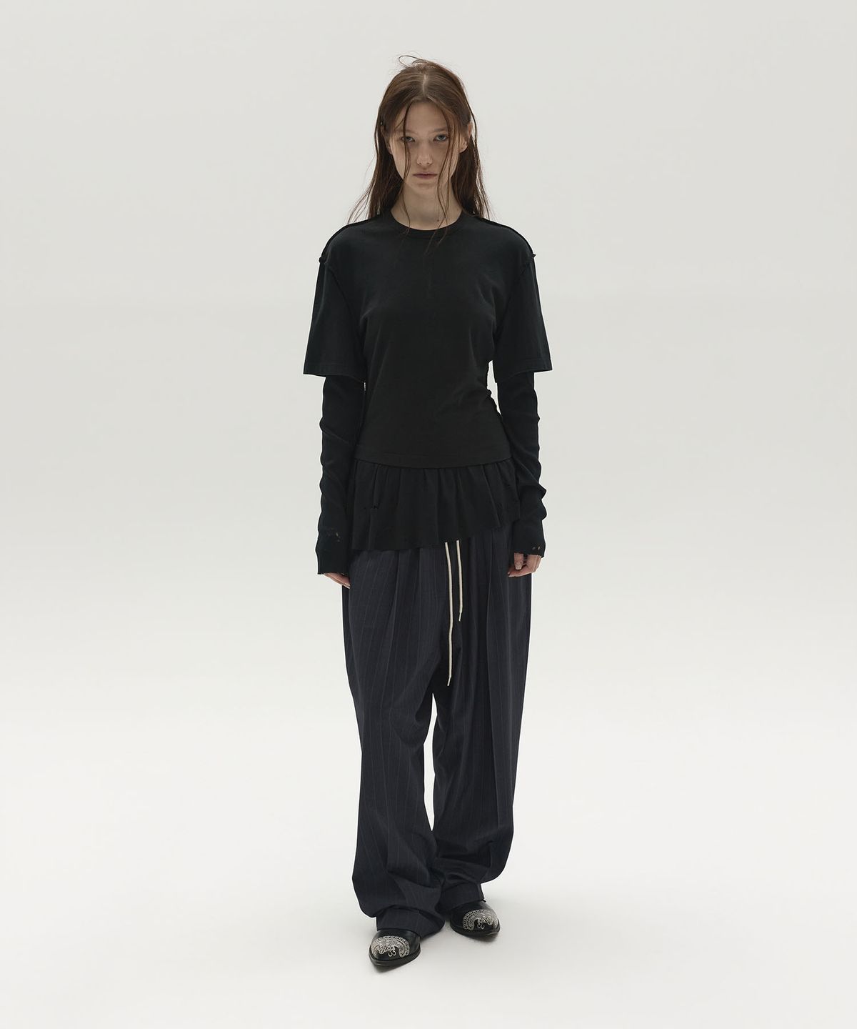 엘씨디씨티엠(LCDC™) LAYERED LONG-SLEEVE TOP (BLACK)