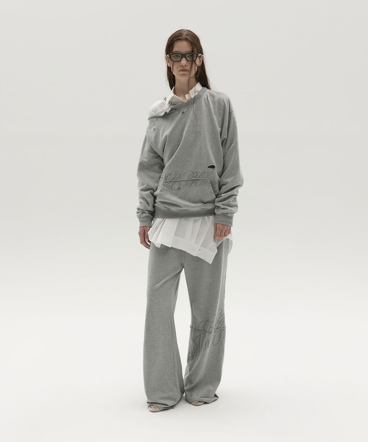 엘씨디씨티엠(LCDC™) ASYMMETRIC-CUT SWEATSHIRT (MELANGE GREY)
