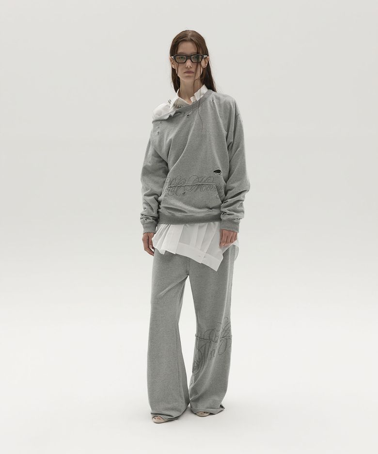 ASYMMETRIC-CUT SWEATSHIRT (MELANGE GREY)