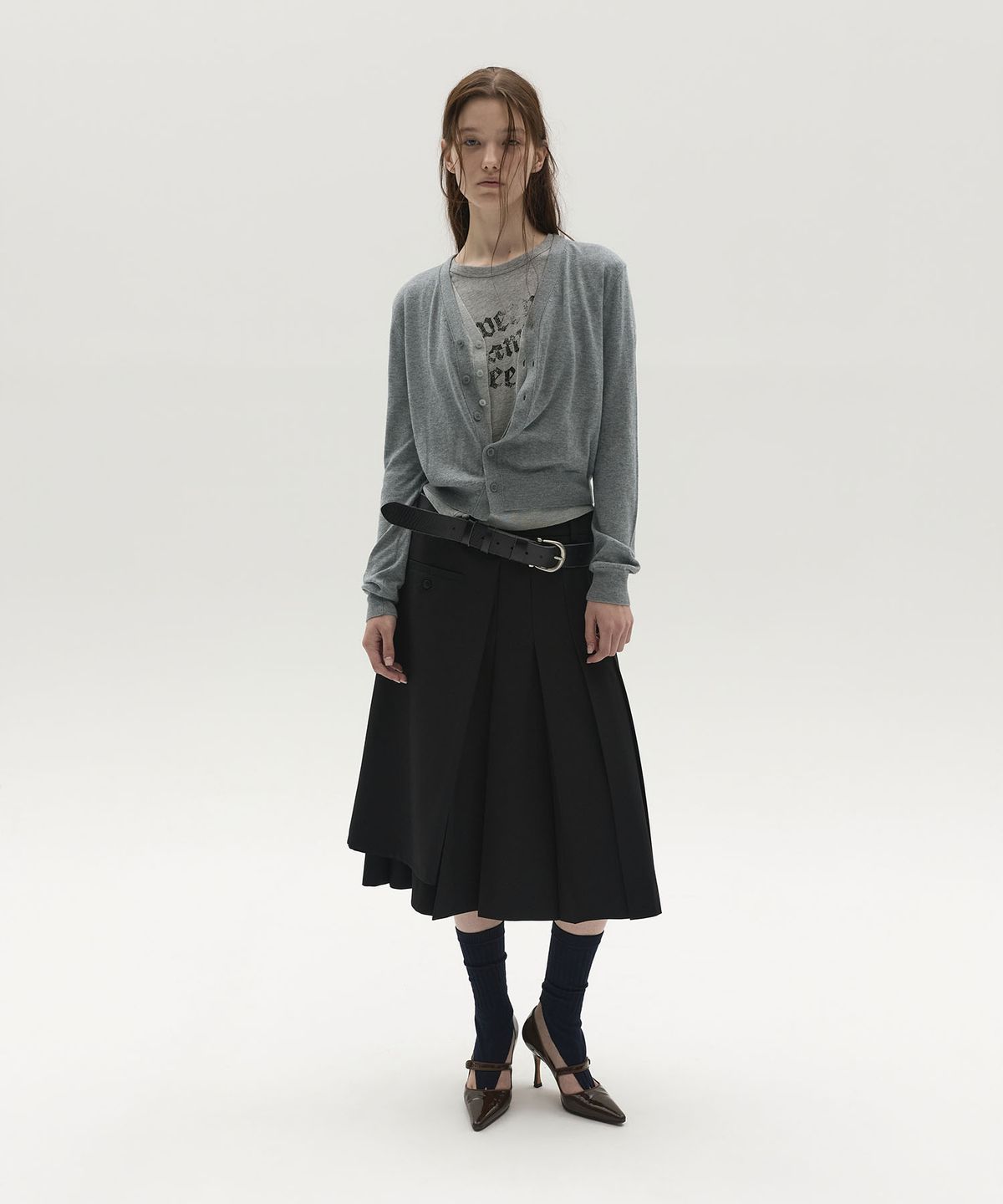 엘씨디씨티엠(LCDC™) ASYMMETRIC LAYERED CARDIGAN (GREY)