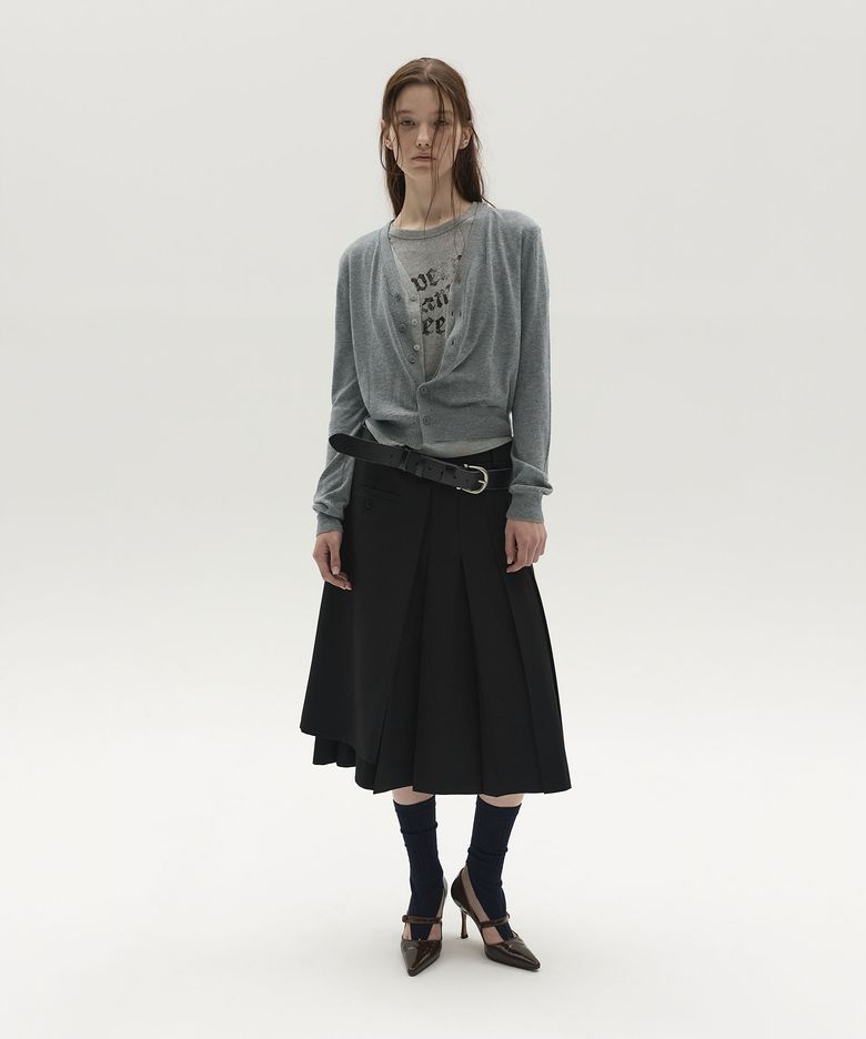 ASYMMETRIC LAYERED CARDIGAN (GREY)