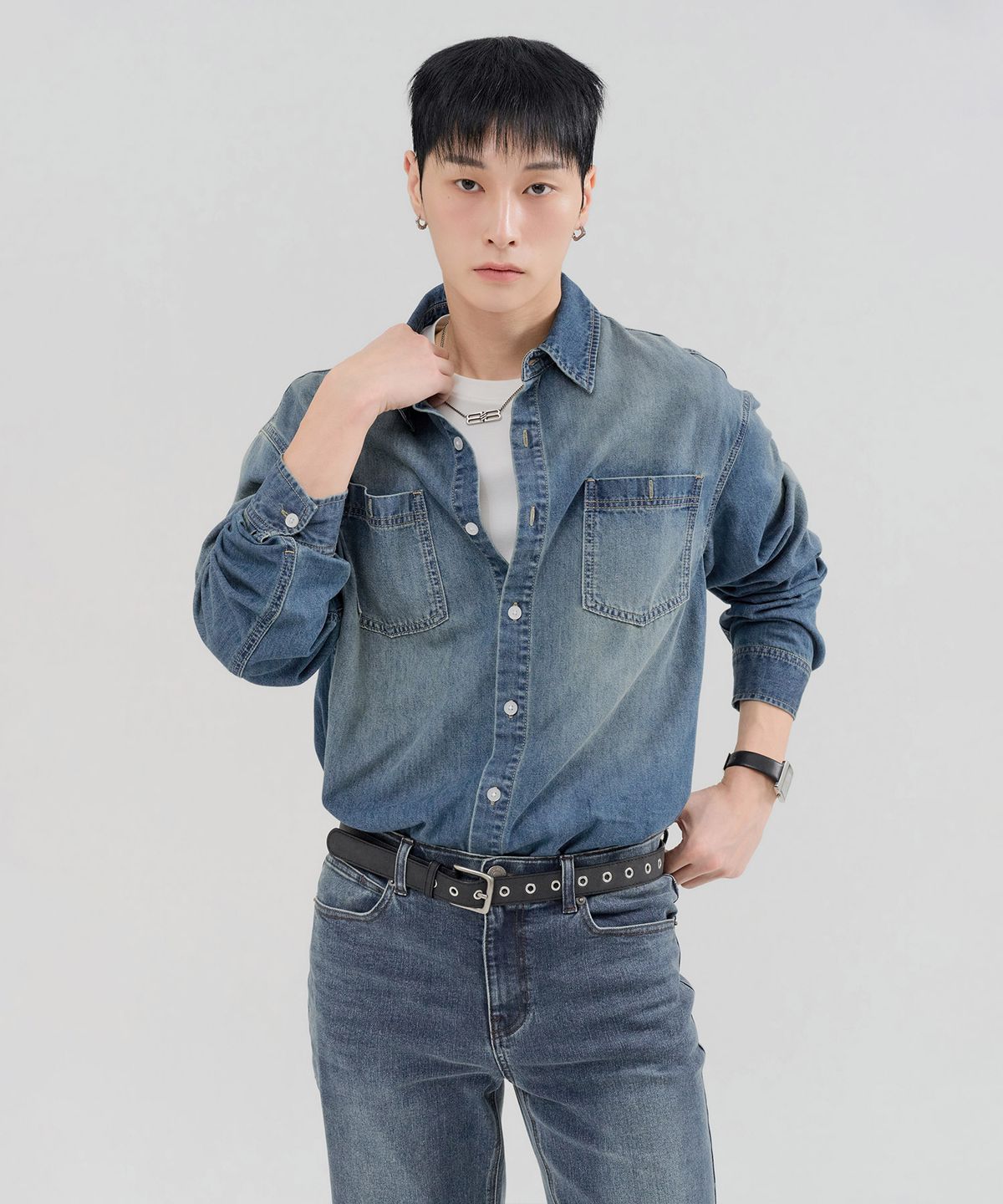 체이스컬트(CHASECULT) 공용 데님 포켓 셔츠-FERU5431B0N