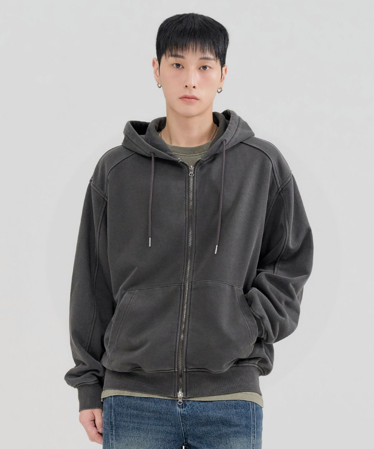 체이스컬트(CHASECULT) 남성 피그먼트 후드 집업-FERK4331B09