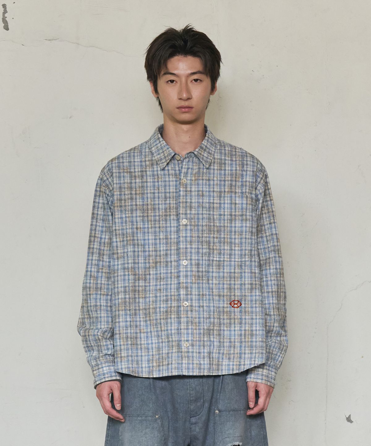 논타입(NONTYPE) VINTAGE CLOUDE PLAID SHIRT (BLUE)