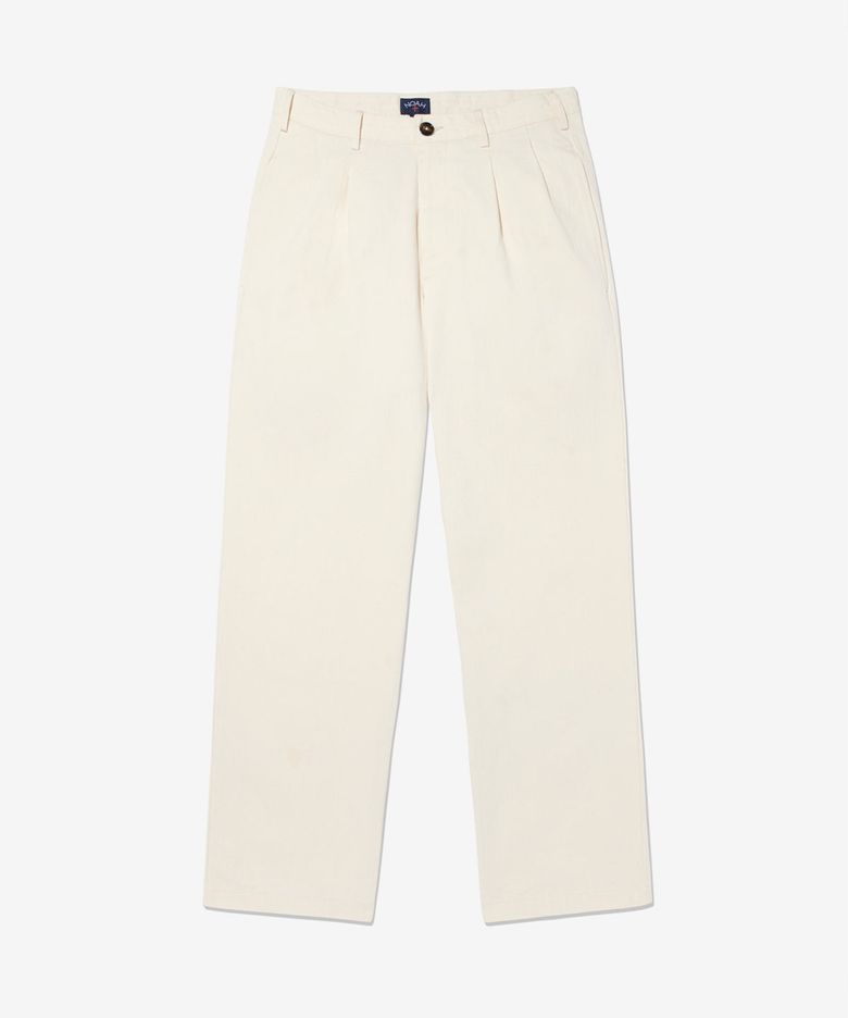 (U) 클래식 더블 플리츠 헤링본 팬츠 내추럴 DOUBLE-PLEAT HERRINGBONE PANT NATURAL