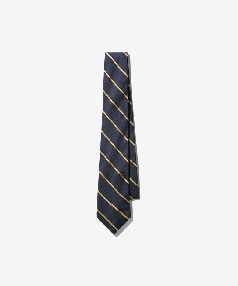 (U) 실크 렙 스트라이프 타이 네이비 골드 SILK REPP TIE NAVY / GOLD