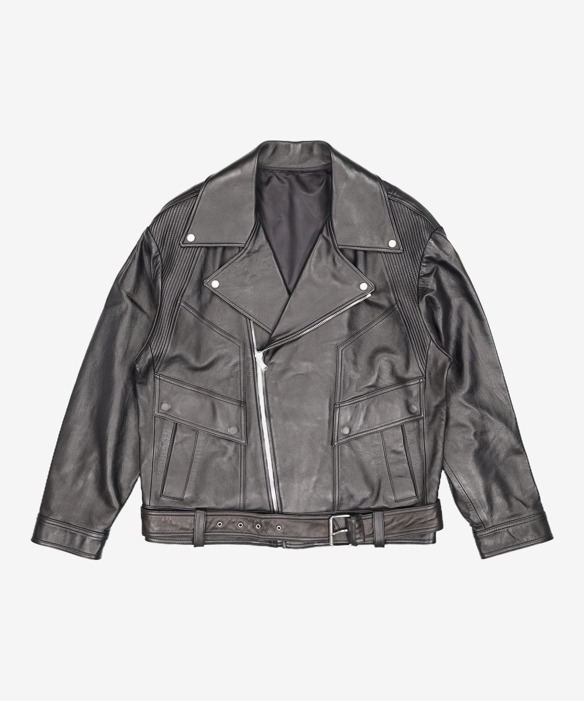 메종미네드(MAISON MINED) BLACK LEATHER LAMB RIDER JACKET S