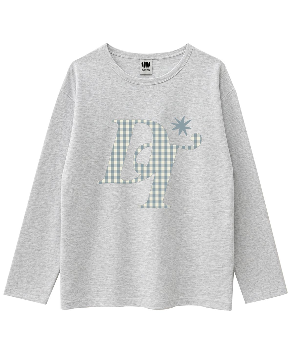 도톤(DOTON) CHECK MONOGRAM LONG SLEEVE (White melange)