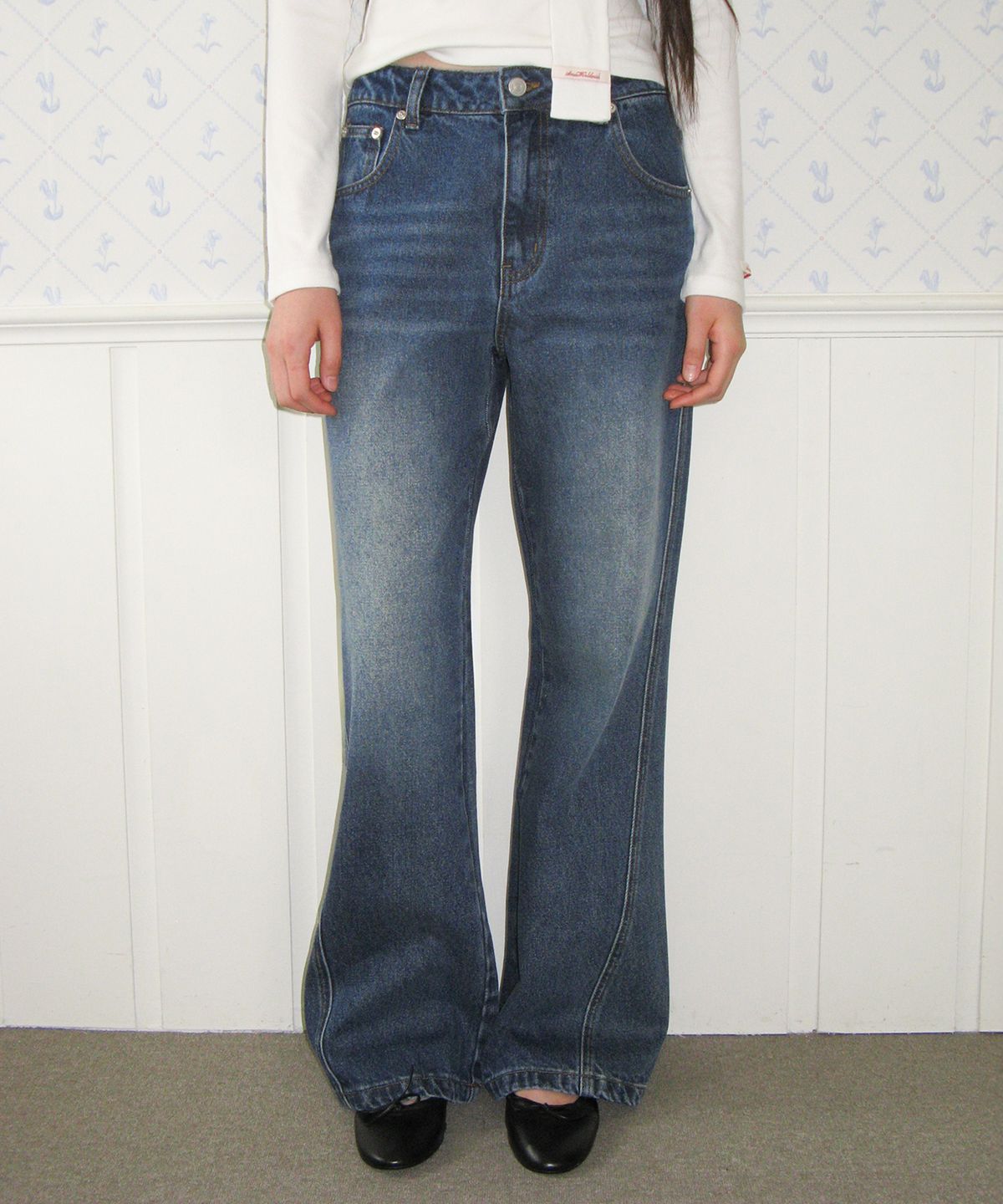 아메스 월드와이드(AMES-WORLDWIDE) CLASSIC BOOT CUT DENIM PANTS BLUE