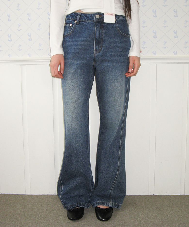 CLASSIC BOOT CUT DENIM PANTS BLUE