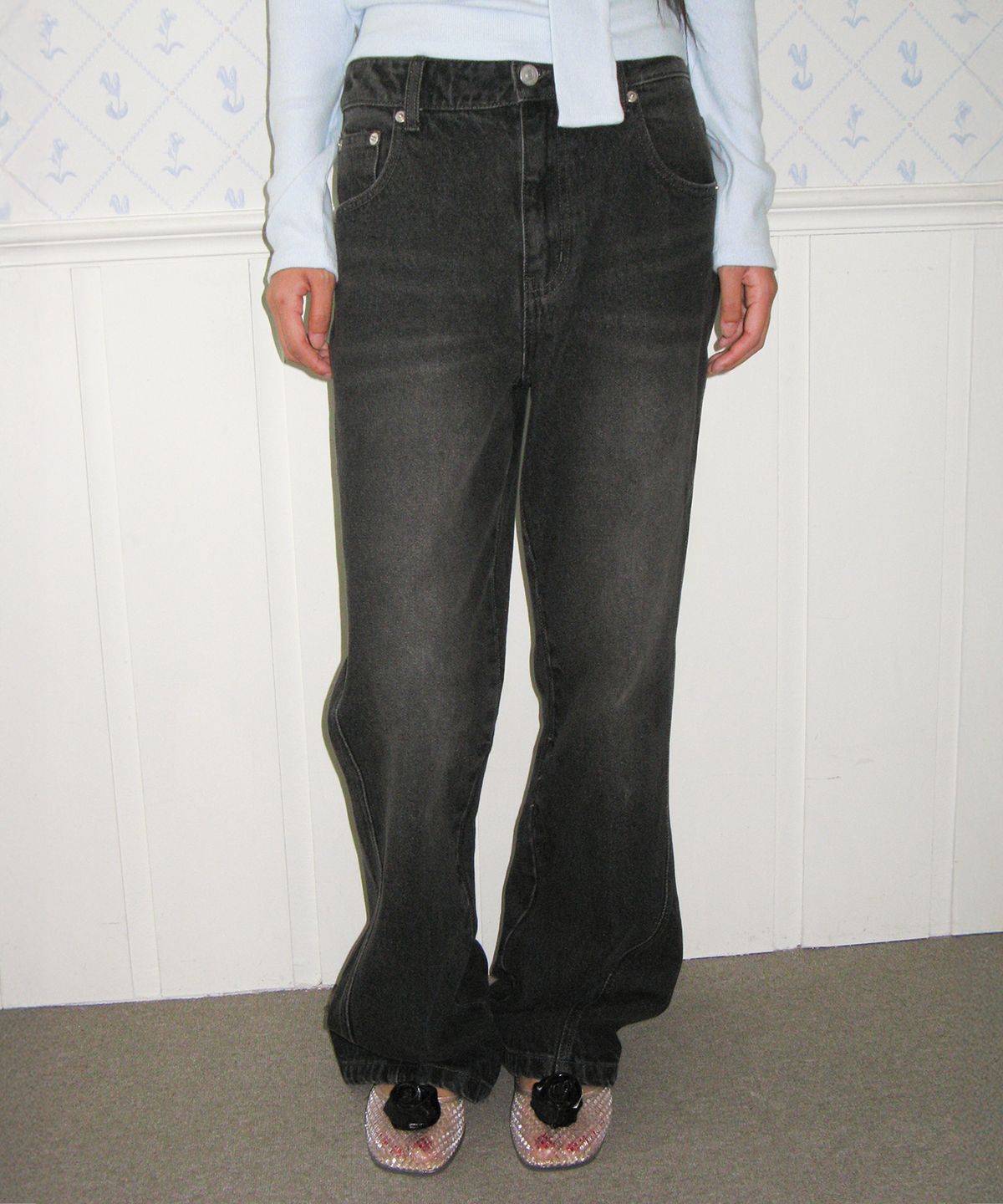 아메스 월드와이드(AMES-WORLDWIDE) CLASSIC BOOT CUT DENIM PANTS BLACK