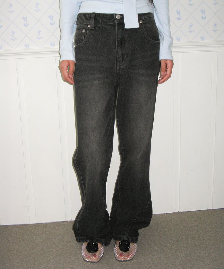CLASSIC BOOT CUT DENIM PANTS BLACK