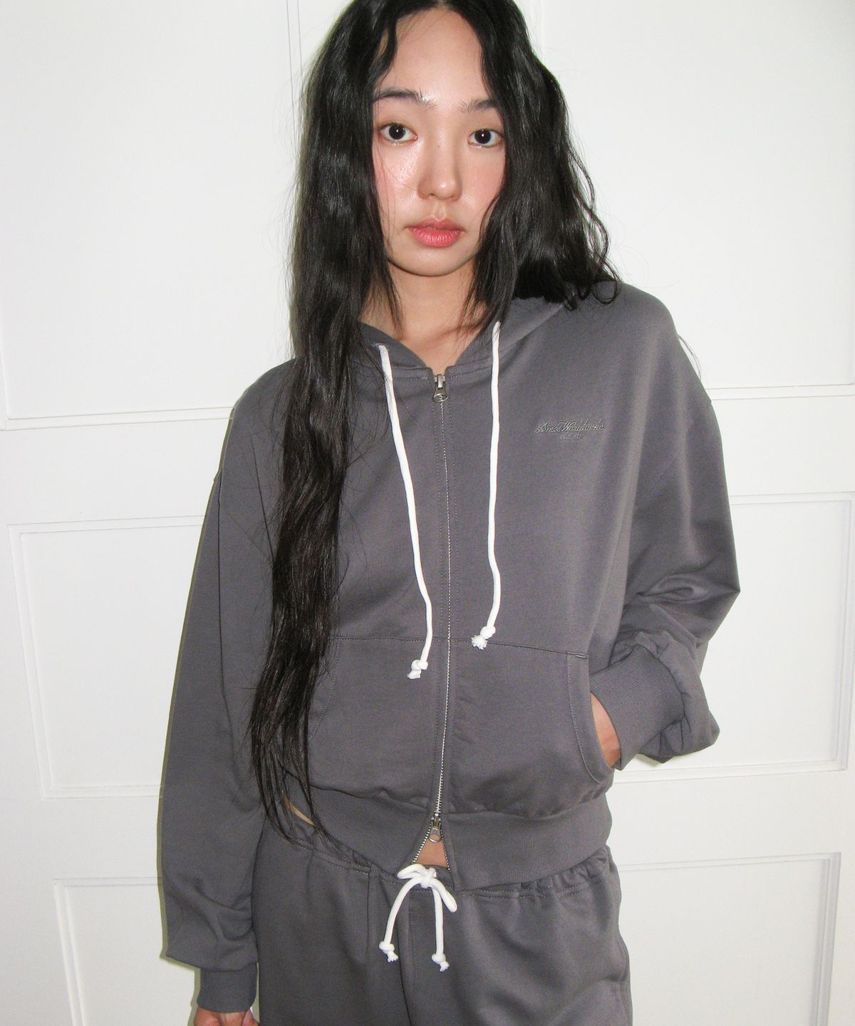 아메스 월드와이드(AMES-WORLDWIDE) CLASSIC EASY HOODIE ZIP-UP CHARCOAL