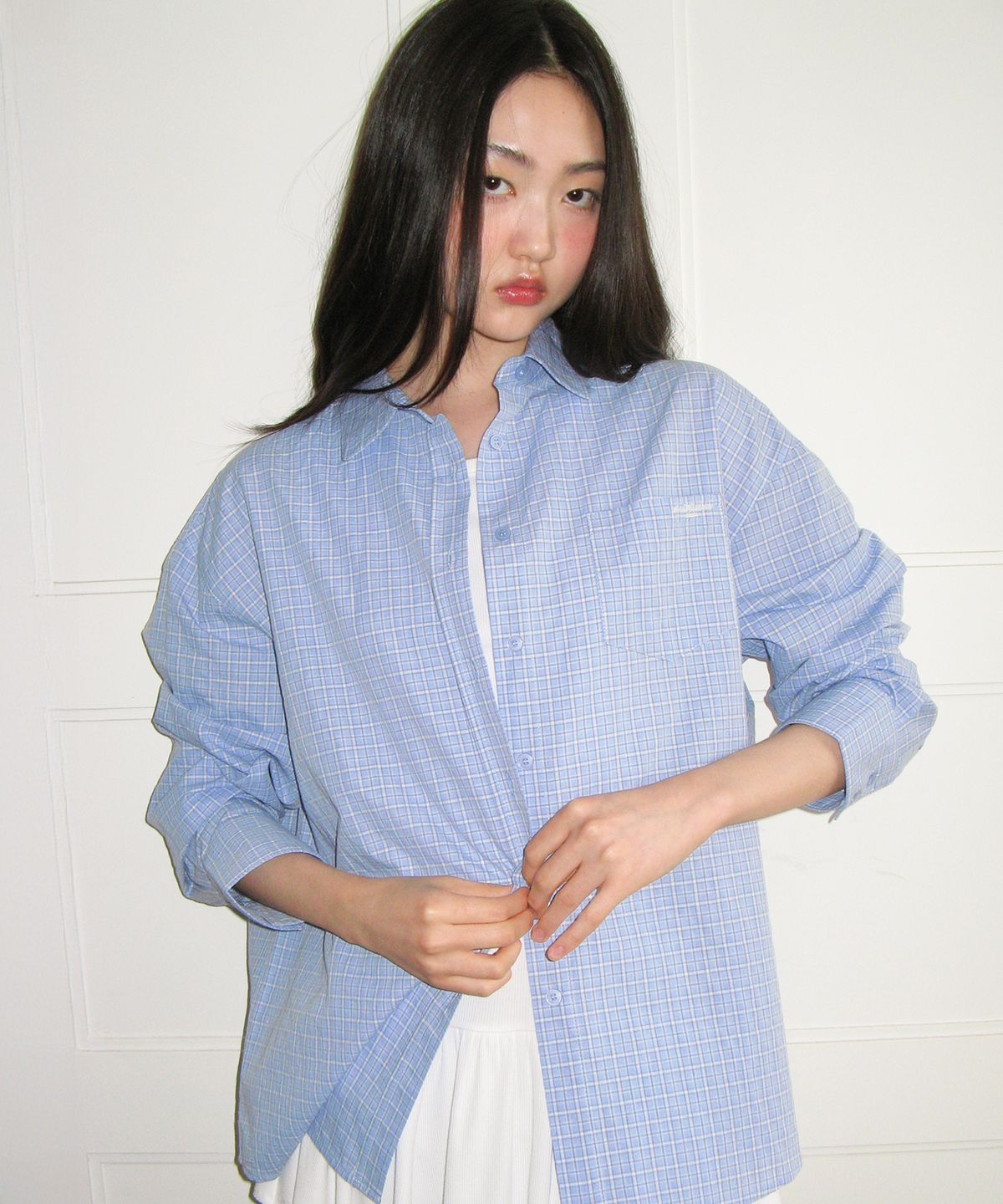 아메스 월드와이드(AMES-WORLDWIDE) CLASSIC BOYFRIEND SHIRTS BLUE