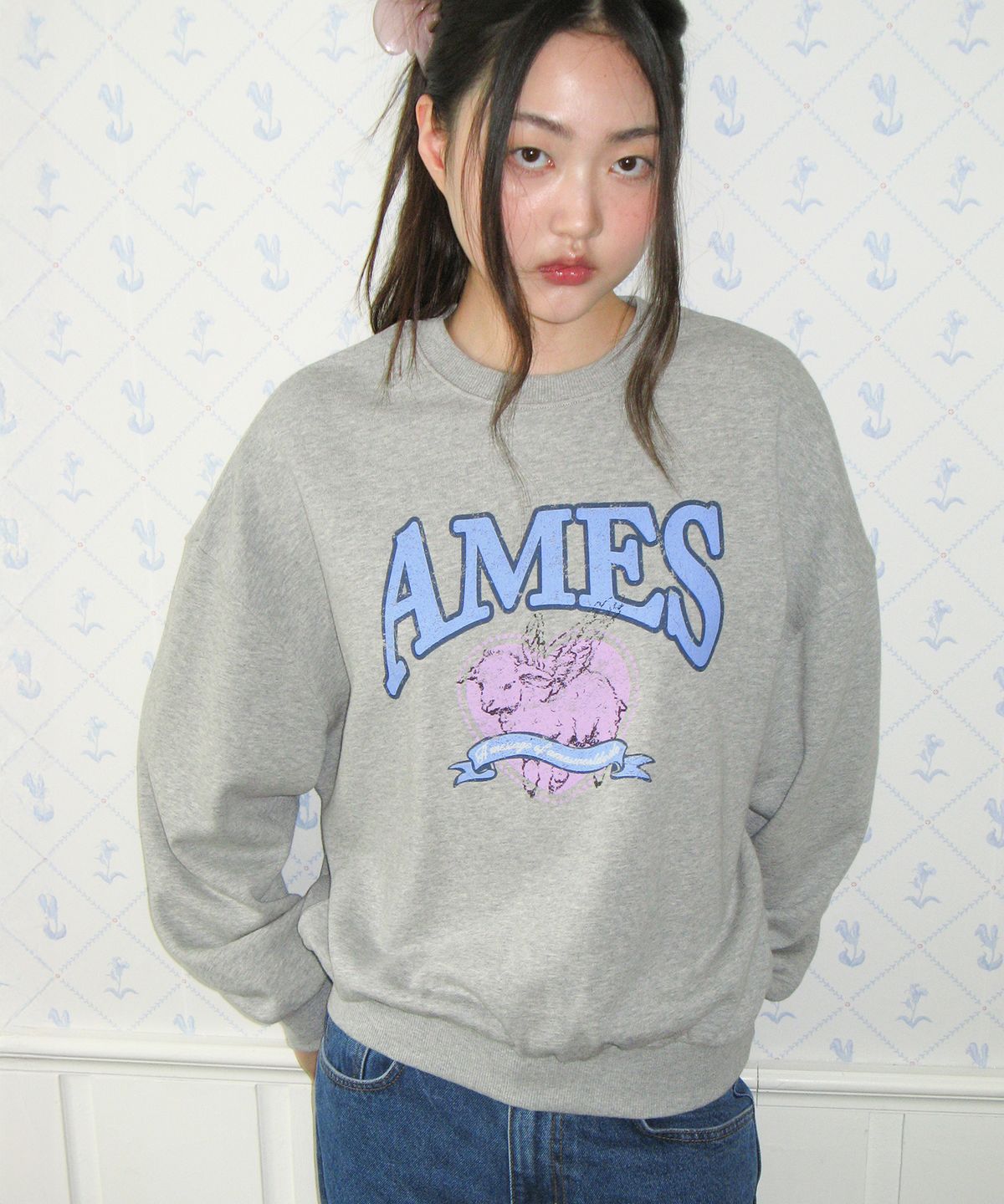 아메스 월드와이드(AMES-WORLDWIDE) ANGEL LOVE SWEATSHIRT GREY