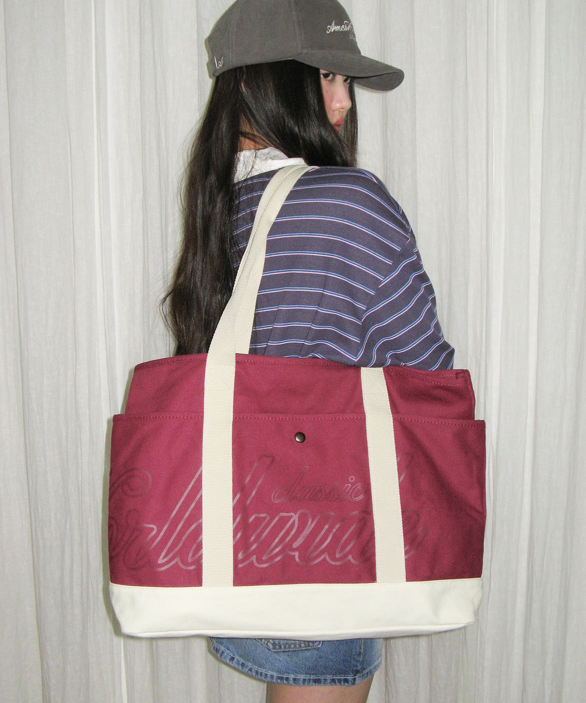 아메스 월드와이드(AMES-WORLDWIDE) CLASSIC CANVAS SHOULDER BAG PURPLE