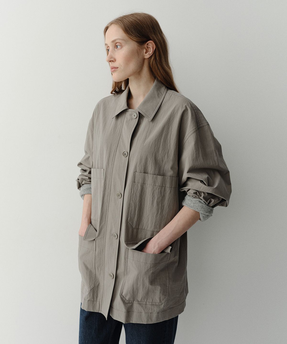 이아(EAAH) MOSS COTTON UTILITY JACKET (LIGHT KHAKI)