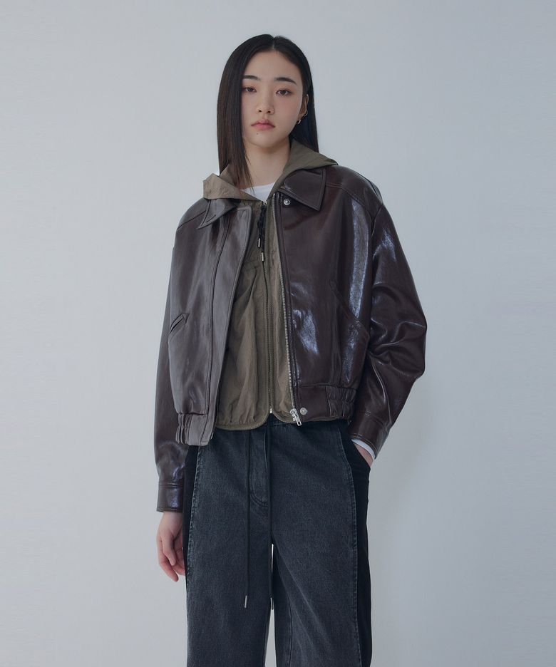 신세틱 레더 하이넥 점퍼 _버건디 7156320004