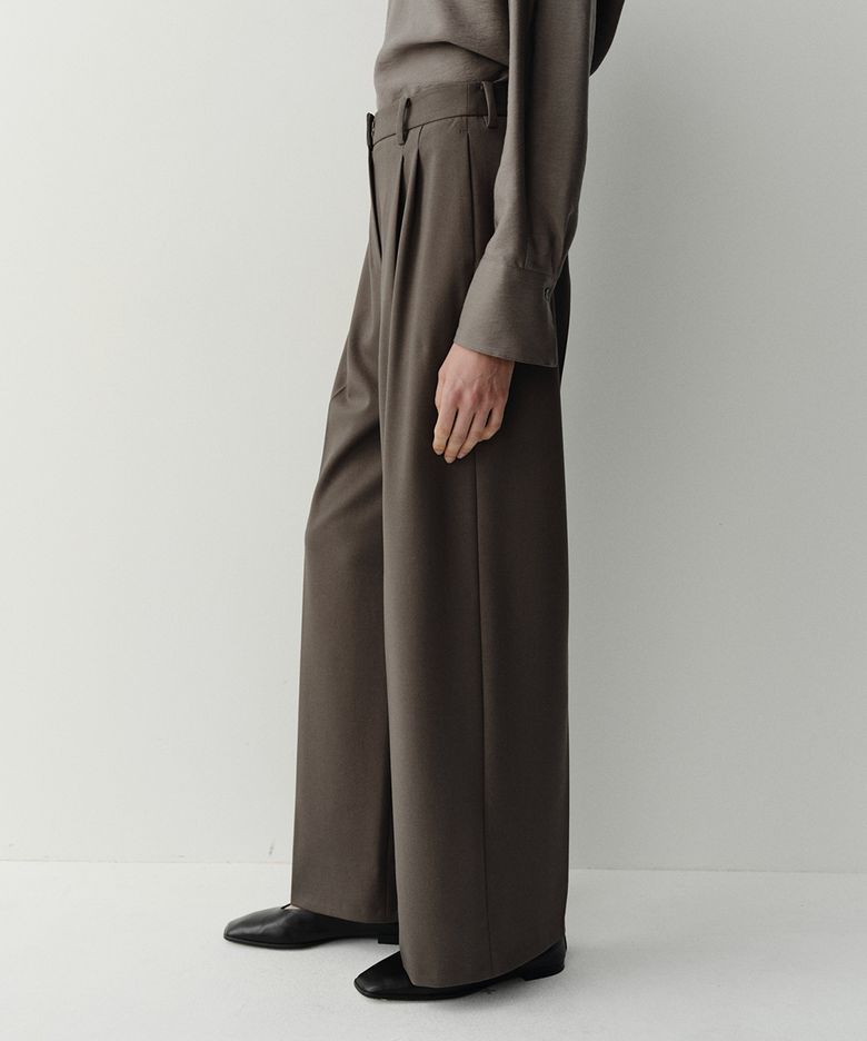 FW WIDE TUCK PANTS (TAUPE)