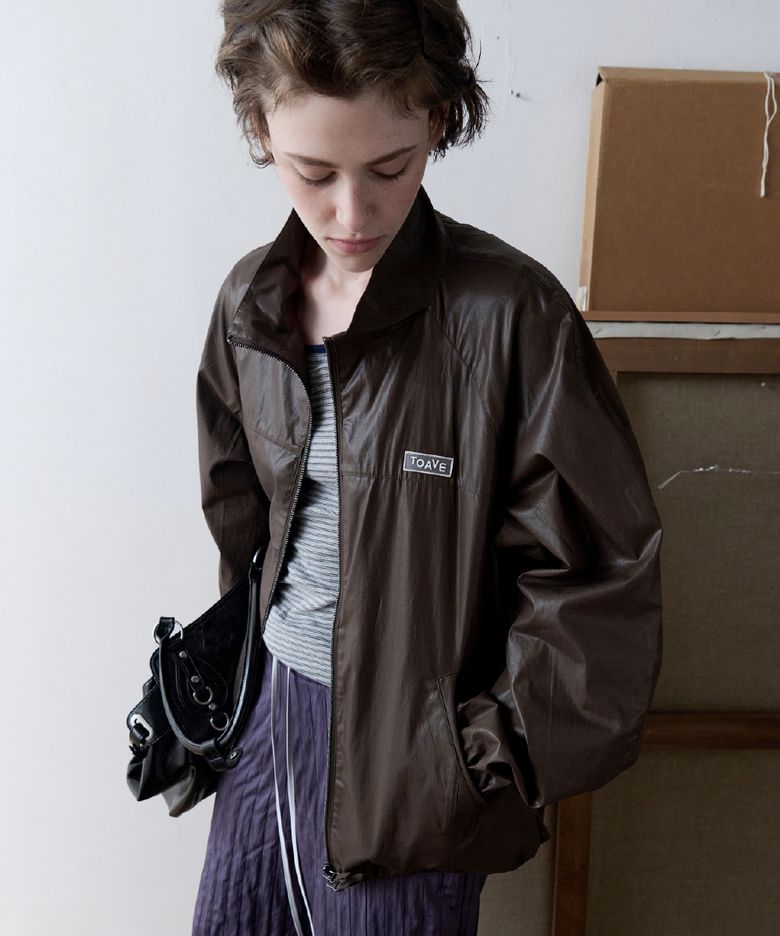 Rush High Neck Wind Jacket (Brown)