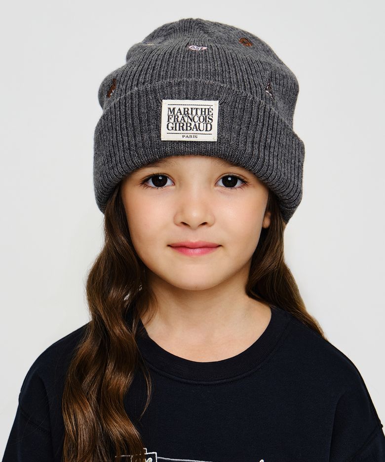KIDS MICRO CLASSIC LOGO EMBROIDERY BEANIE heather charcoal