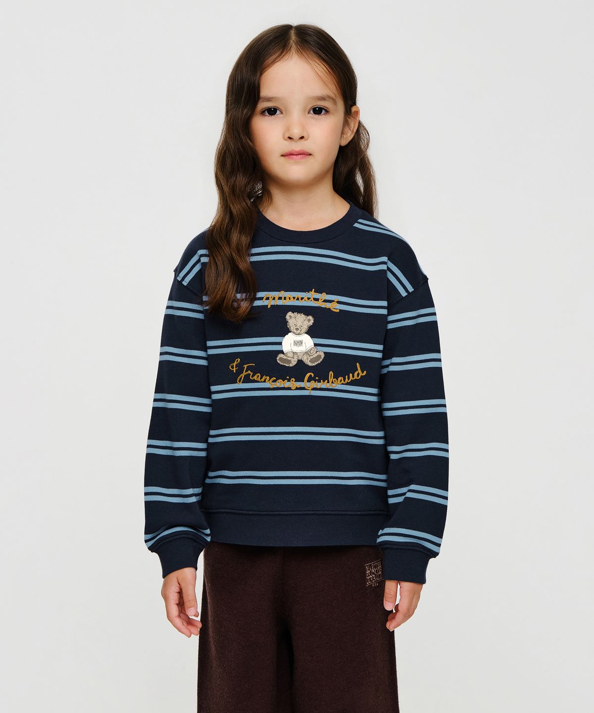 마리떼 키즈(MARITHÉ KIDS) KIDS STRIPED DOODLE BEAR SWEATSHIRT navy