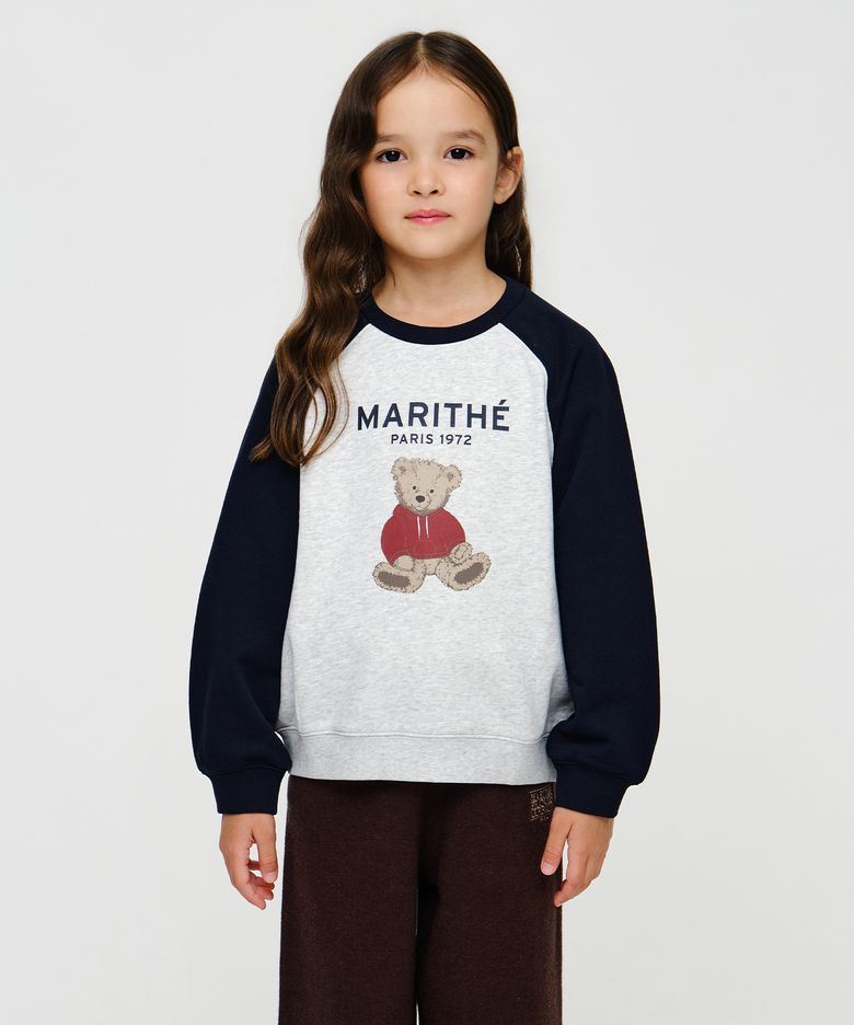 KIDS RAGLAN BEAR GRAPHIC SWEATSHIRT navy