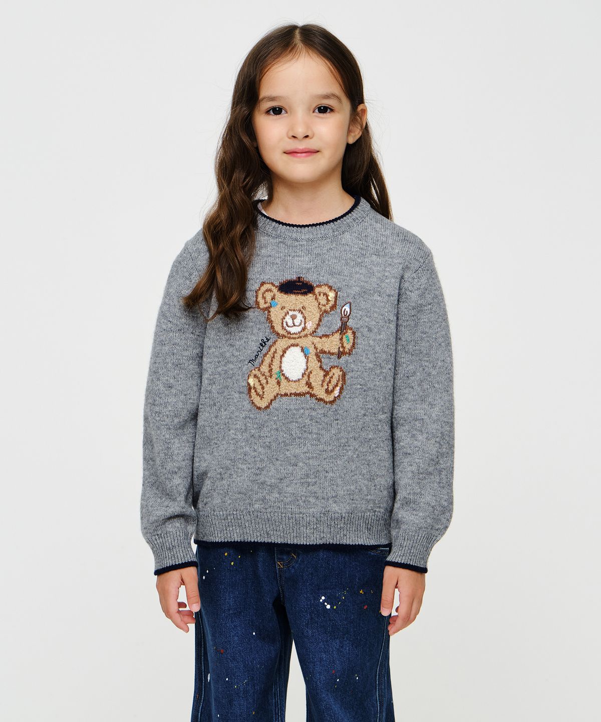 마리떼 키즈(MARITHÉ KIDS) KIDS BEAR KNIT PULLOVER heather gray
