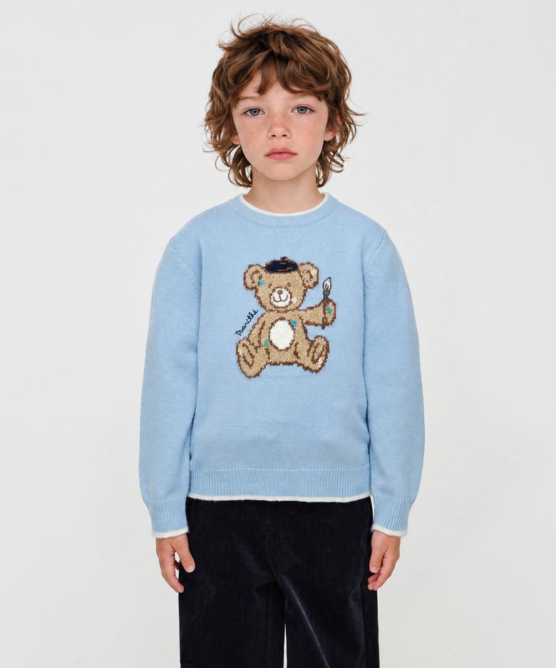 KIDS BEAR KNIT PULLOVER light blue