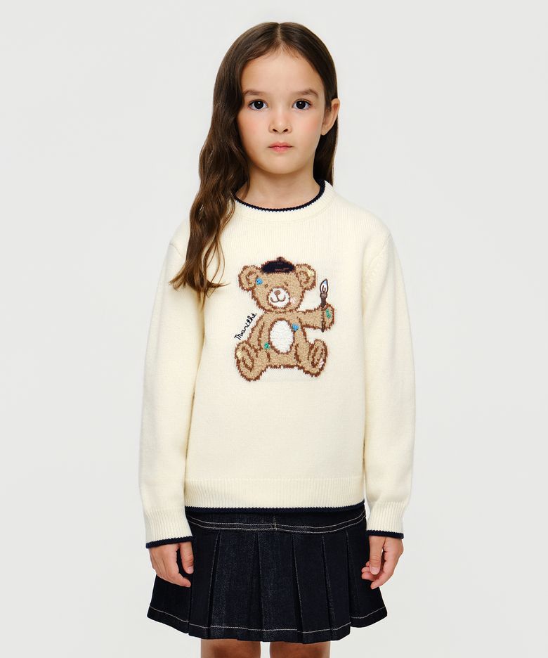KIDS BEAR KNIT PULLOVER ivory
