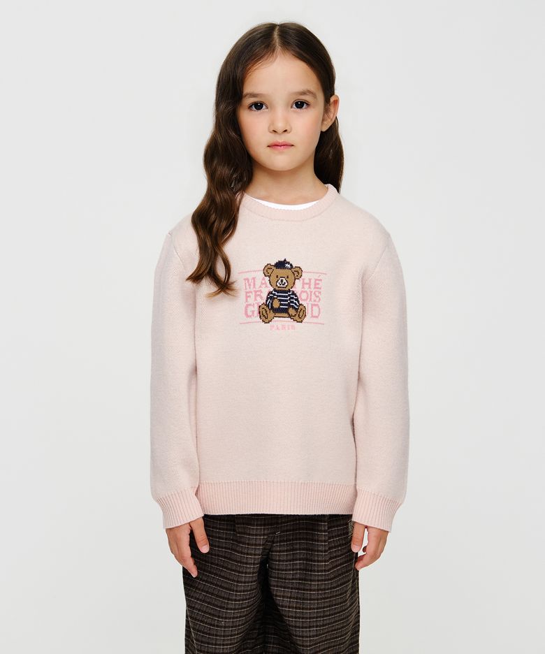 KIDS BEAR CLASSIC LOGO KNIT PULLOVER pink