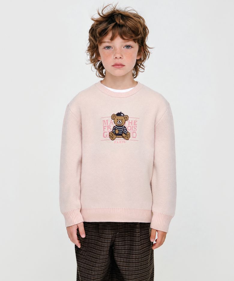 KIDS BEAR CLASSIC LOGO KNIT PULLOVER pink
