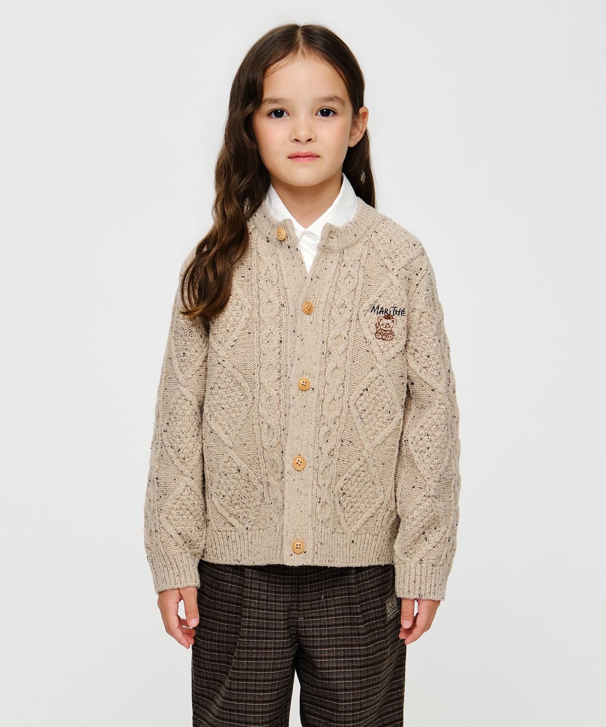 마리떼 키즈(MARITHÉ KIDS) KIDS TEXTURED CABLE KNIT CARDIGAN beige