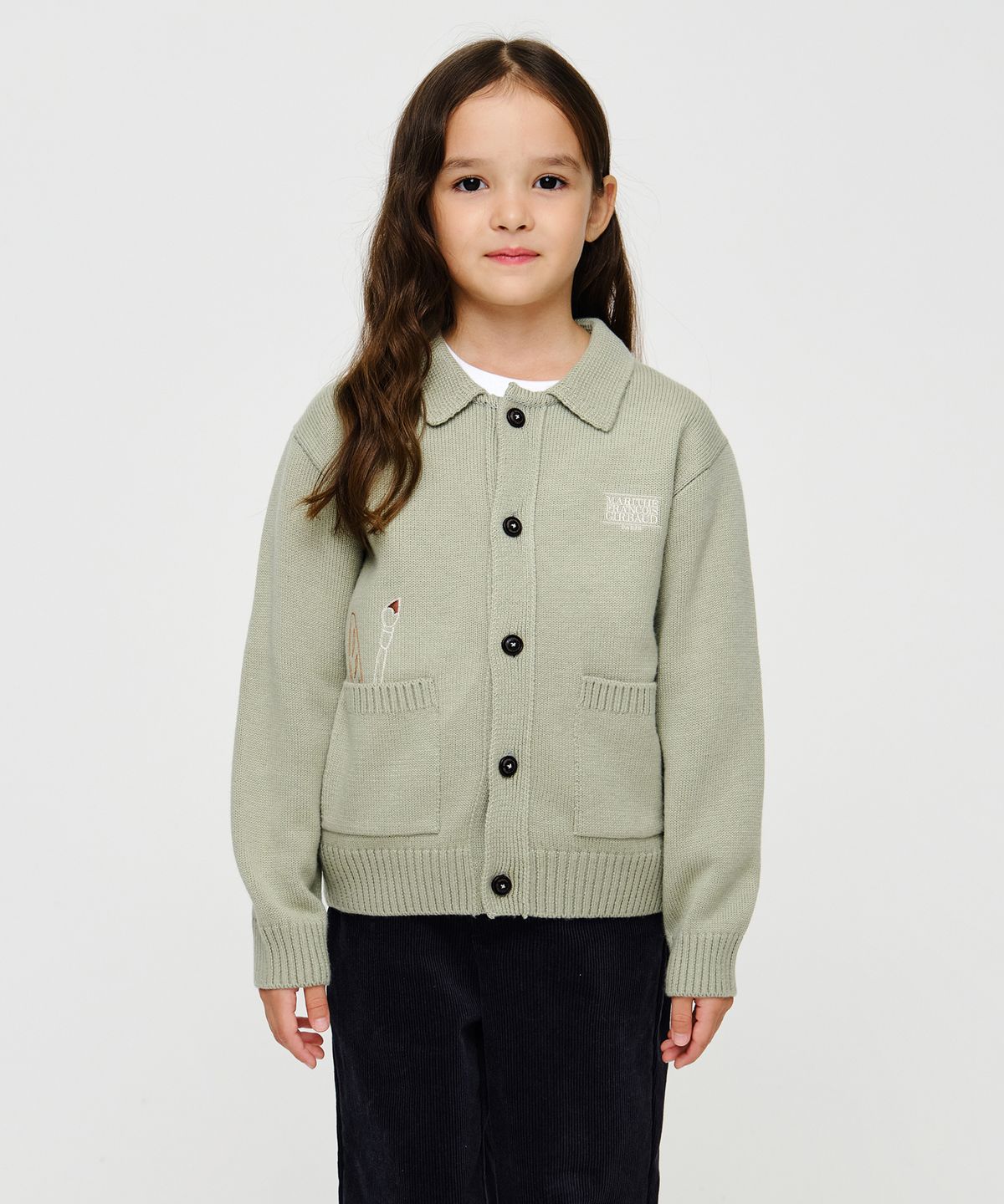 마리떼 키즈(MARITHÉ KIDS) KIDS CLASSIC LOGO KNIT CARDIGAN light olive