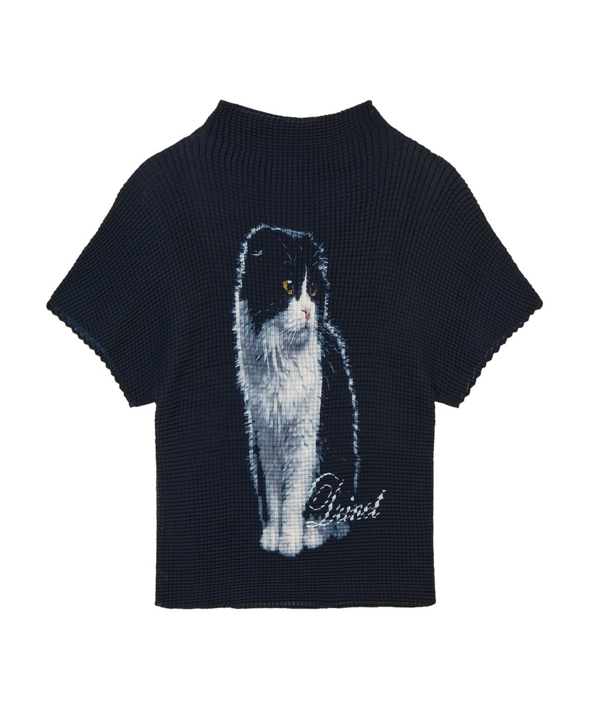 다이닛(DEINET) PLEATED GRAPHIC T-SHIRT IN BLACK