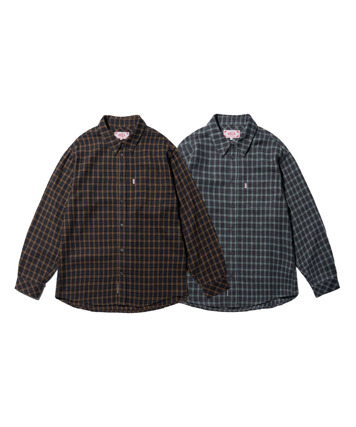 에이카화이트(AECA) GLEN CHECK POCKET SHIRTS (2color)