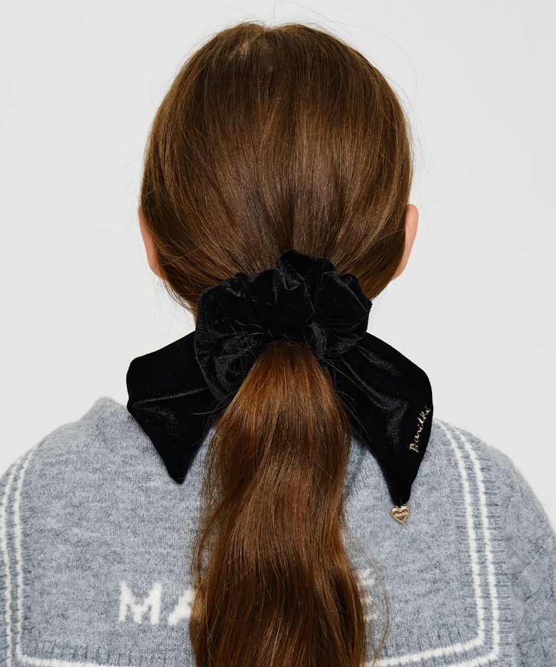 KIDS VELVET RIBBON SCRUNCHIE black