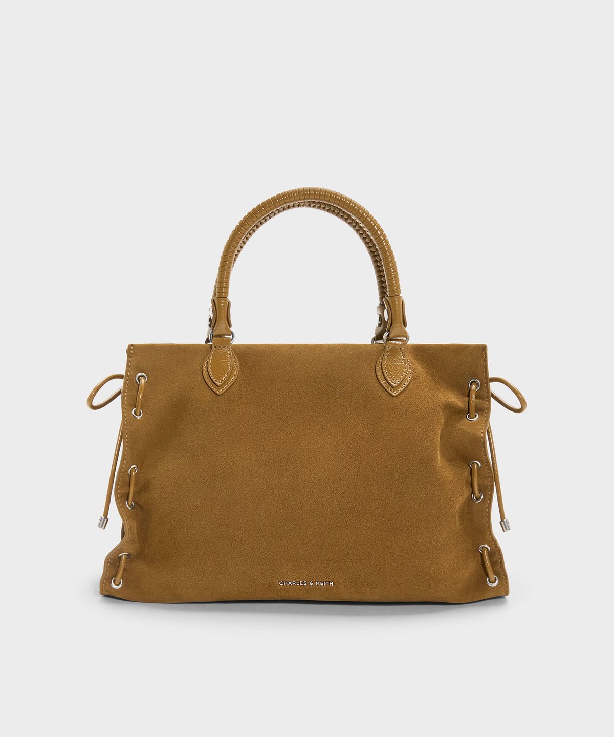 찰스앤키스(CHARLES & KEITH) 라지 나일라 그로밋 레이스업 토트백 사하라 샌드 CK2-30782917-1