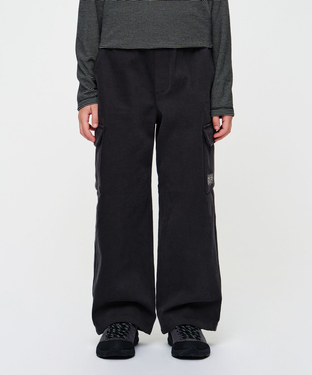 마리떼 키즈(MARITHÉ KIDS) KIDS CARGO WIDE PANTS (BRUSHED) charcoal