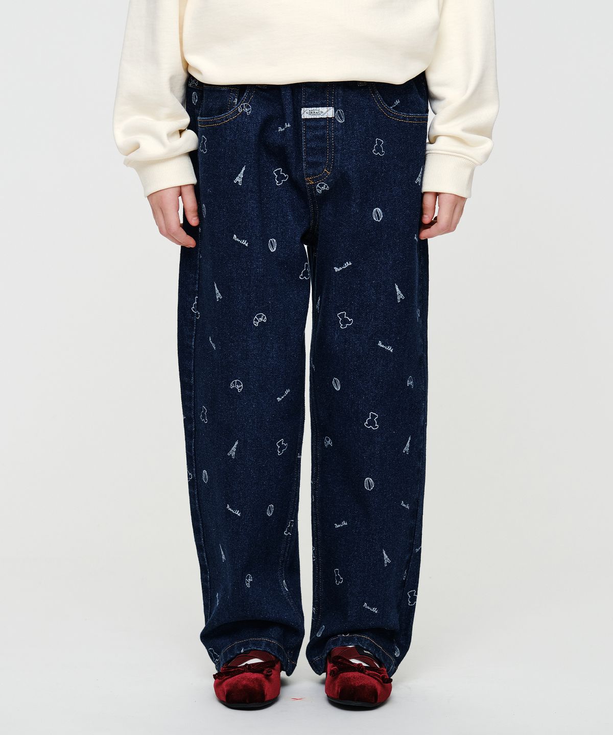 마리떼 키즈(MARITHÉ KIDS) KIDS BEAR ALL-OVER DENIM PANTS dark blue