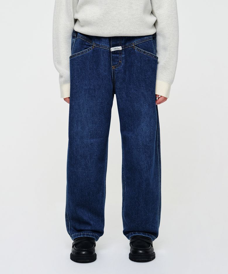 KIDS STRAIGHT FIT X-POCKET DENIM PANTS blue